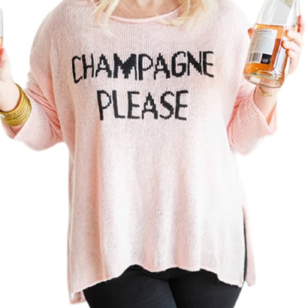 36. Champagne Please Pink Knit Oversized Sweater NWT